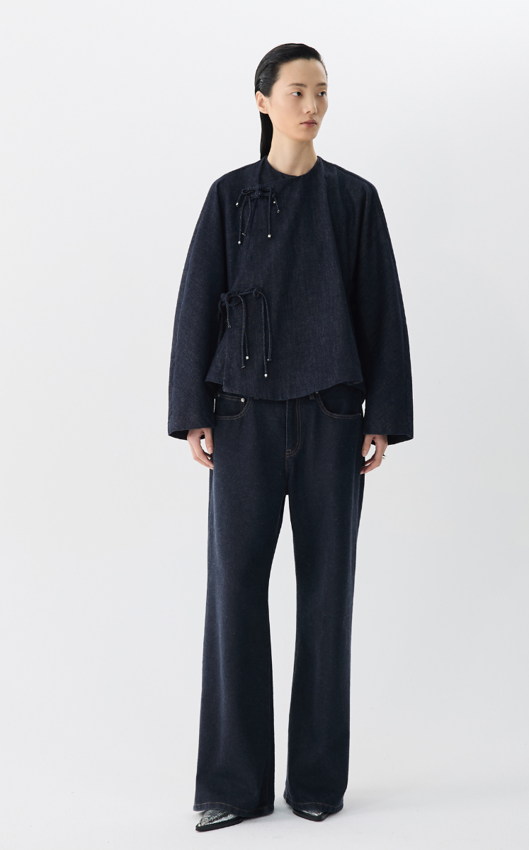 Coat / JNBY Oversized Twisted Denim Jacket Denim navy blue