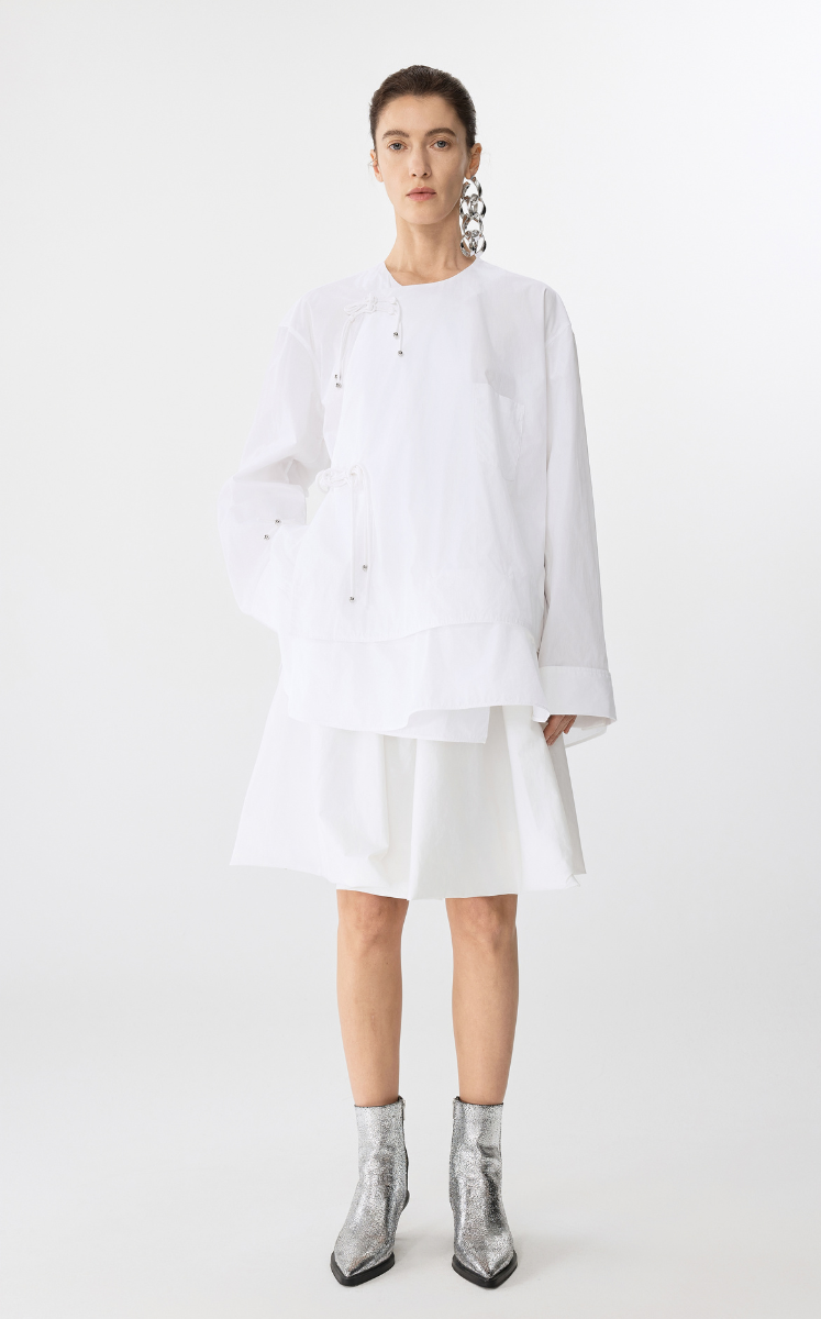 Coat / JNBY Oversized Drawstring Cotton Jacket White