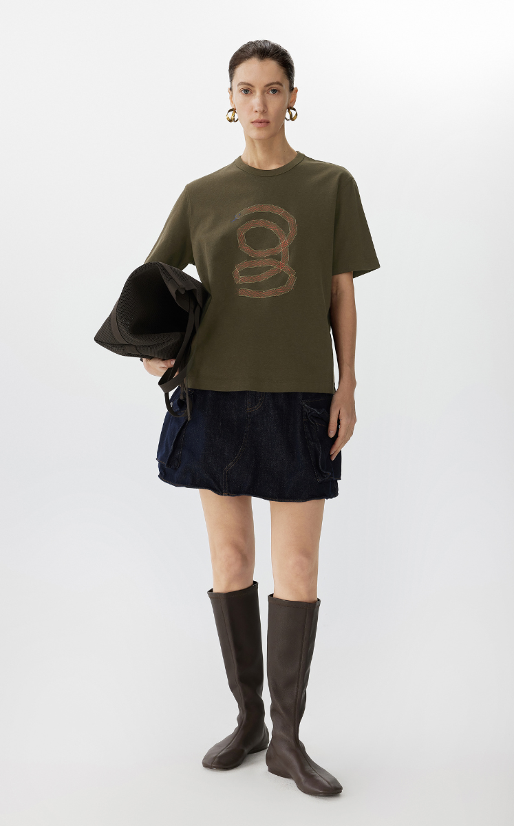 T-shirt / JNBY Cotton-Hemp Relaxed Fit Snake Graphic T-Shirt Brown