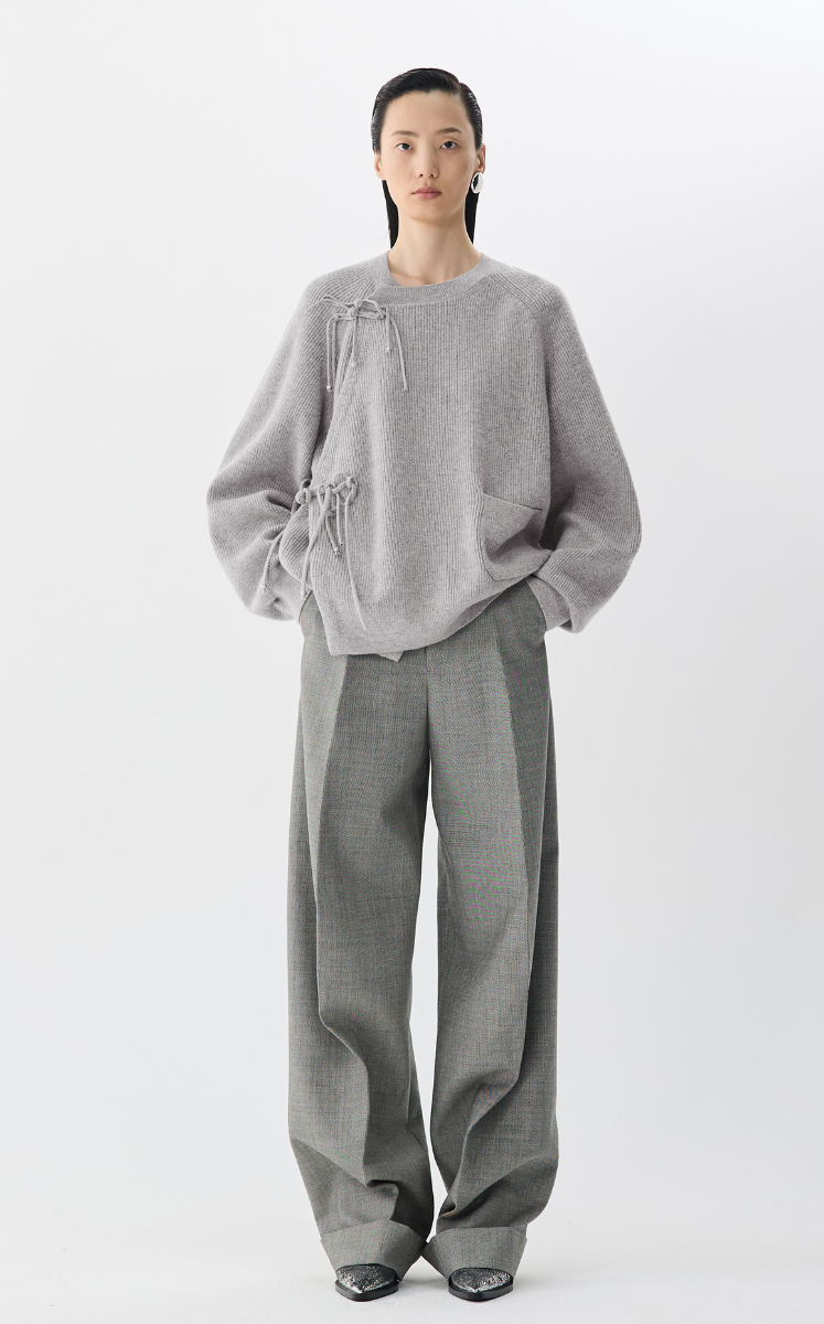 Sweater / JNBY Raglan-Sleeve Cardigan with Chinese Button Closure Grey
