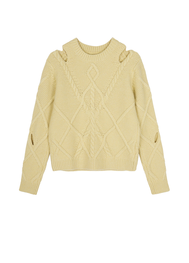 Sweater / JNBY Crew-neck Cut-out Pullover Sweater