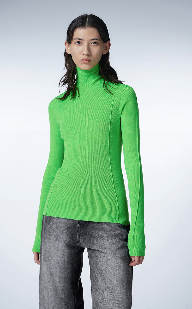 Sweater / JNBY High-neck Wool-blend Cashmere Pullover Sweater Green