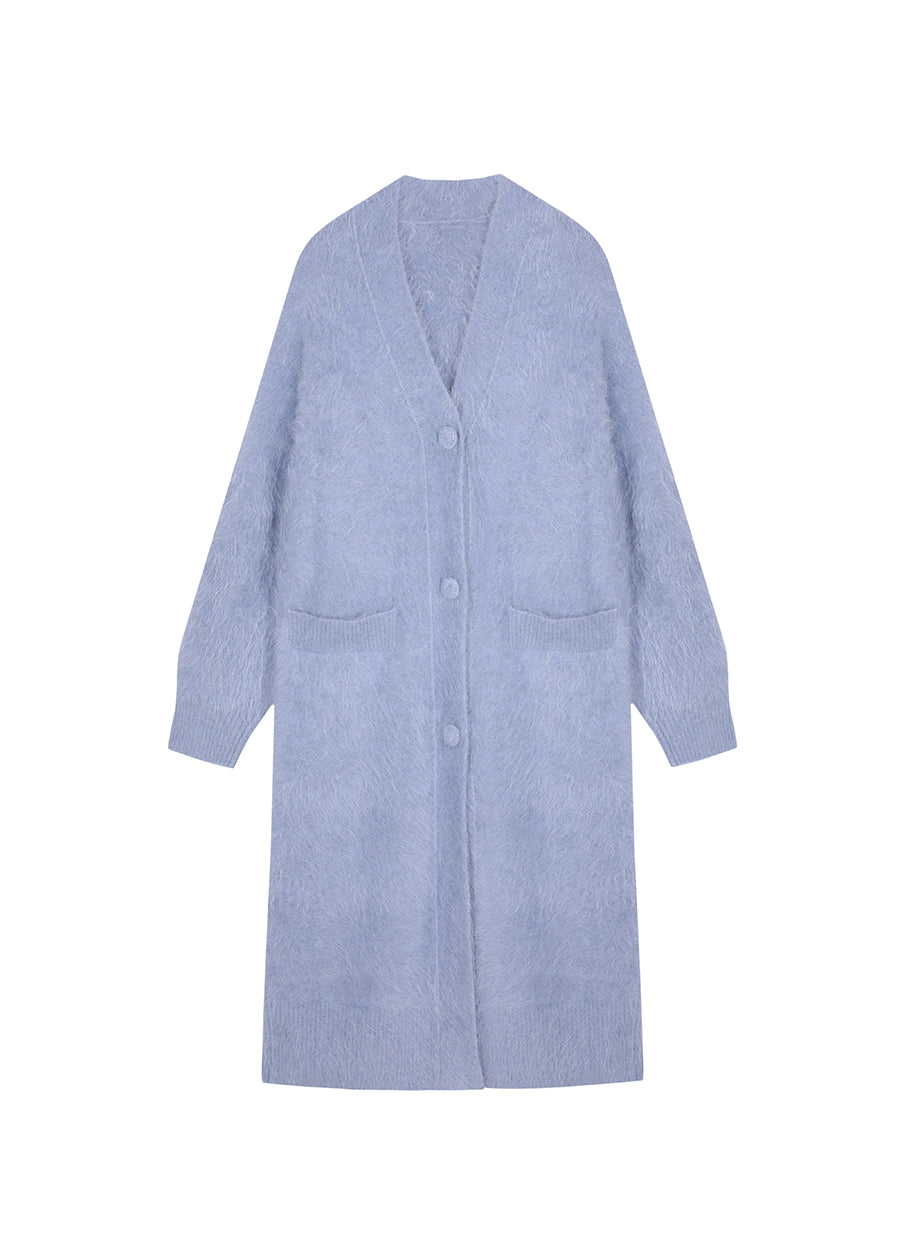 Sweater / JNBY Relaxed V-neck Alpaca Wool Cardigan LightSteelBlue