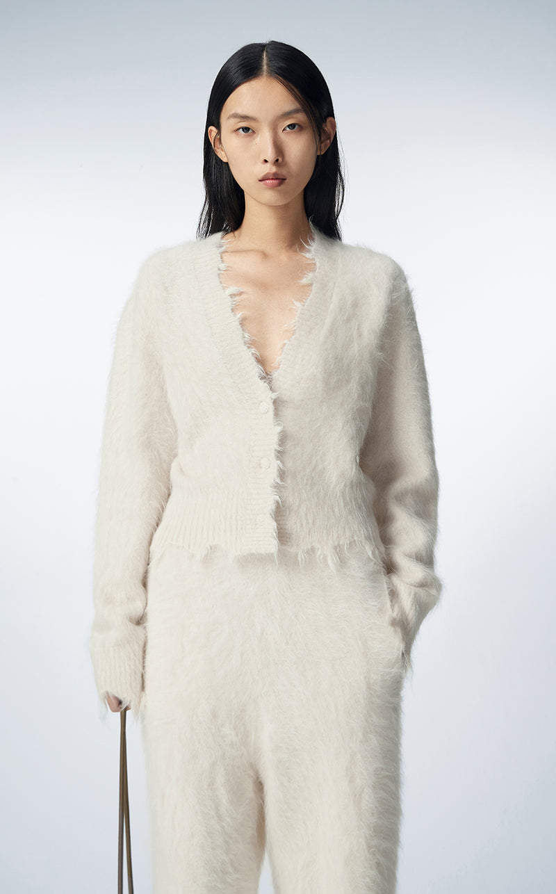 Sweater / JNBY Cropped V-neck Cardigan FloralWhite