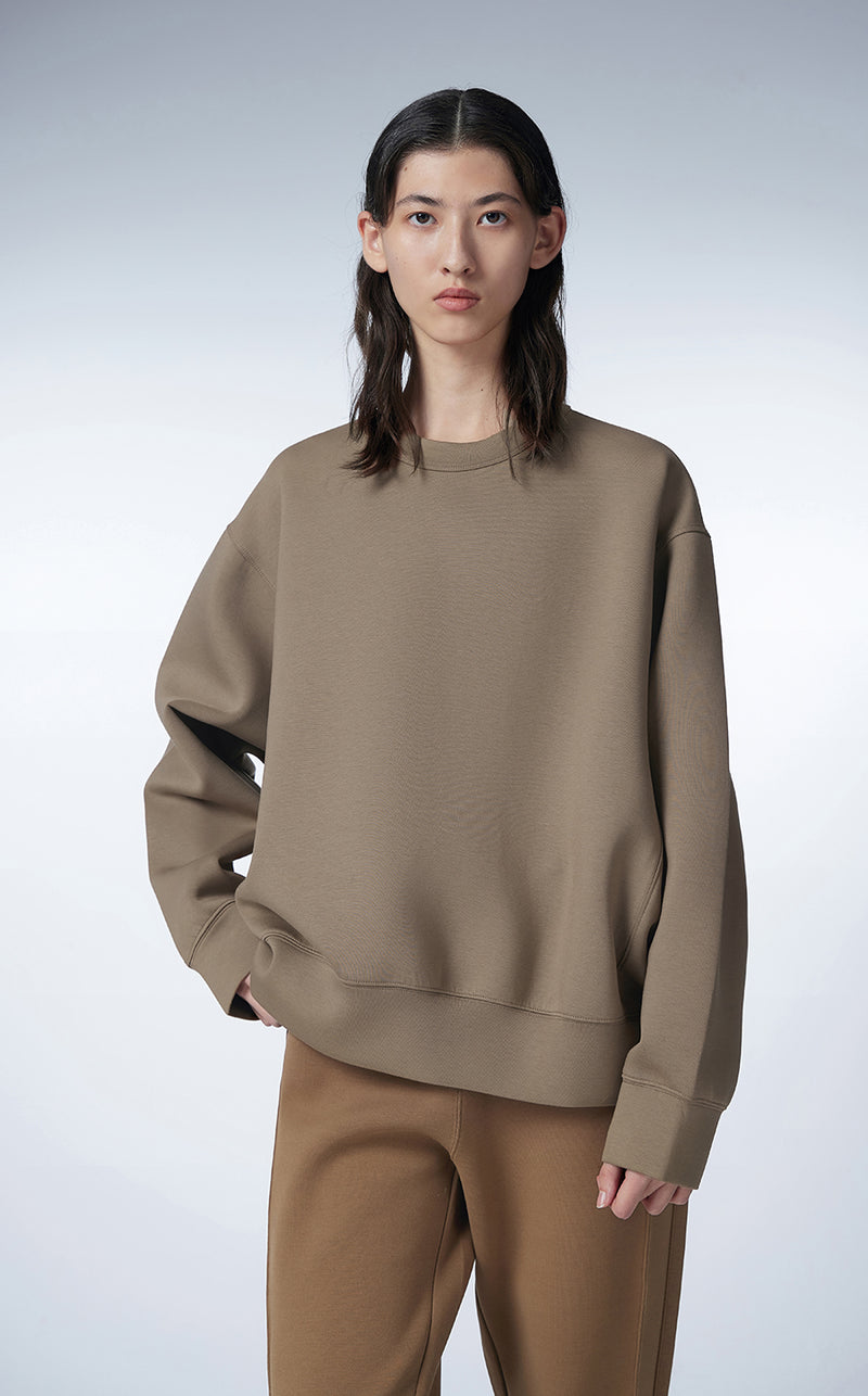Sweatshirt / JNBY Relaxed Crew-neck Cotton Sweatshirt Brown