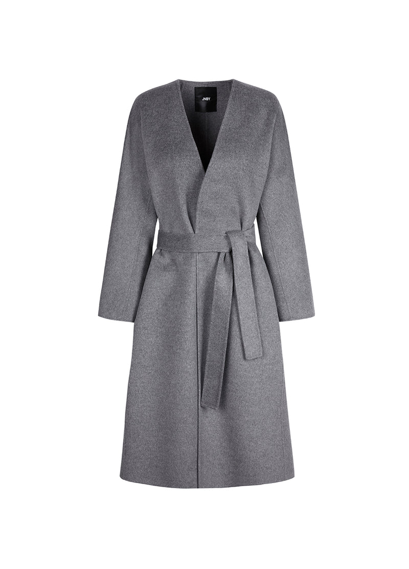 Coat / JNBY Wool-blend Cashmere Mid-length Coat Grey