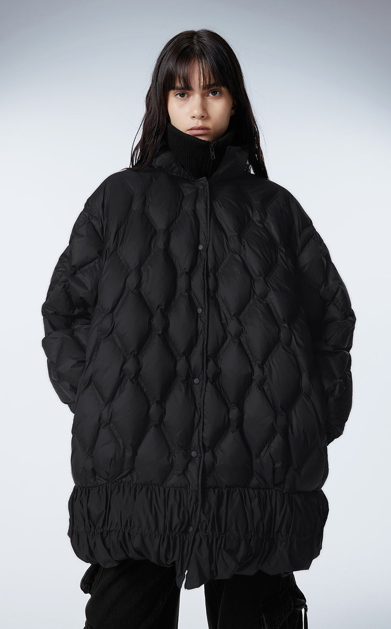 Coat / JNBY Oversize Bud-design Mid-length Down Coat Black