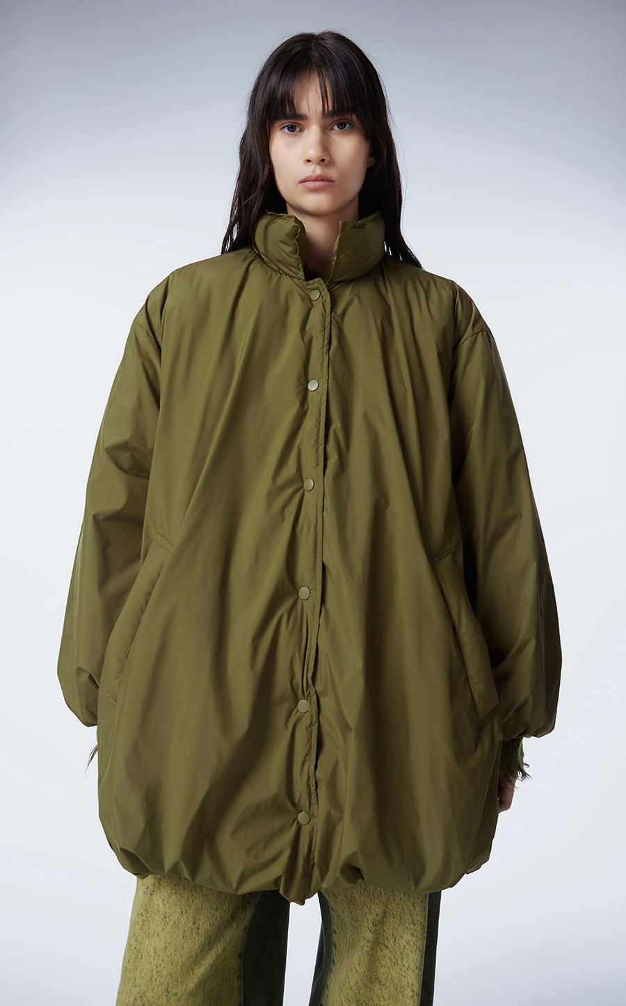 Coat / JNBY Oversize Bud-design Mid-length Down Coat DarkOliveGreen