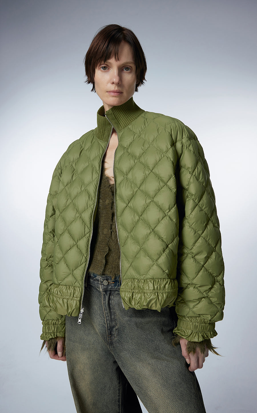 Coat / JNBY Drawstring-waist Down Coat Green
