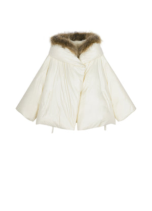 Coat / JNBY Nylon Hooded Down Coat FloralWhite