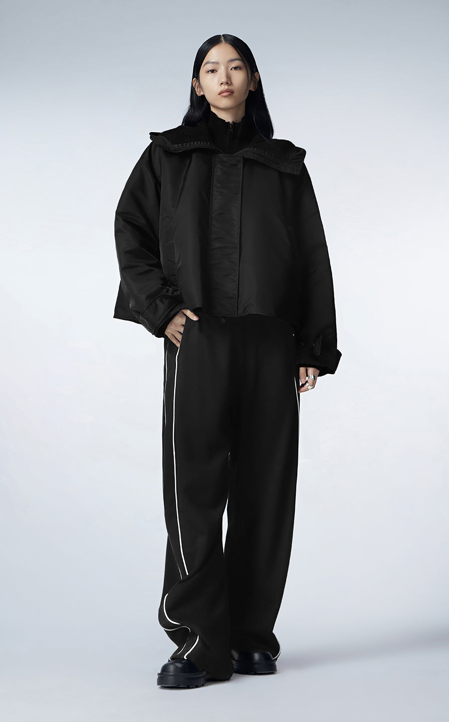 Coat / JNBY Oversized Hooded Down Coat Black