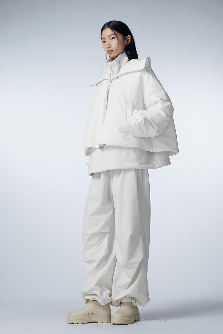 Coat / JNBY Oversized Hooded Down Coat White