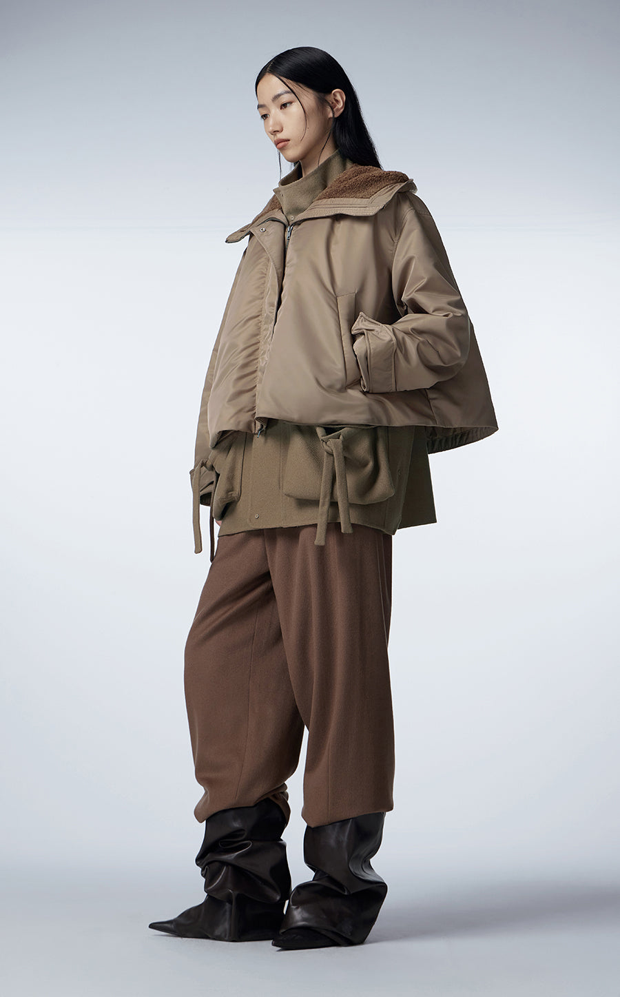 Coat / JNBY Oversized Hooded Down Coat Brown