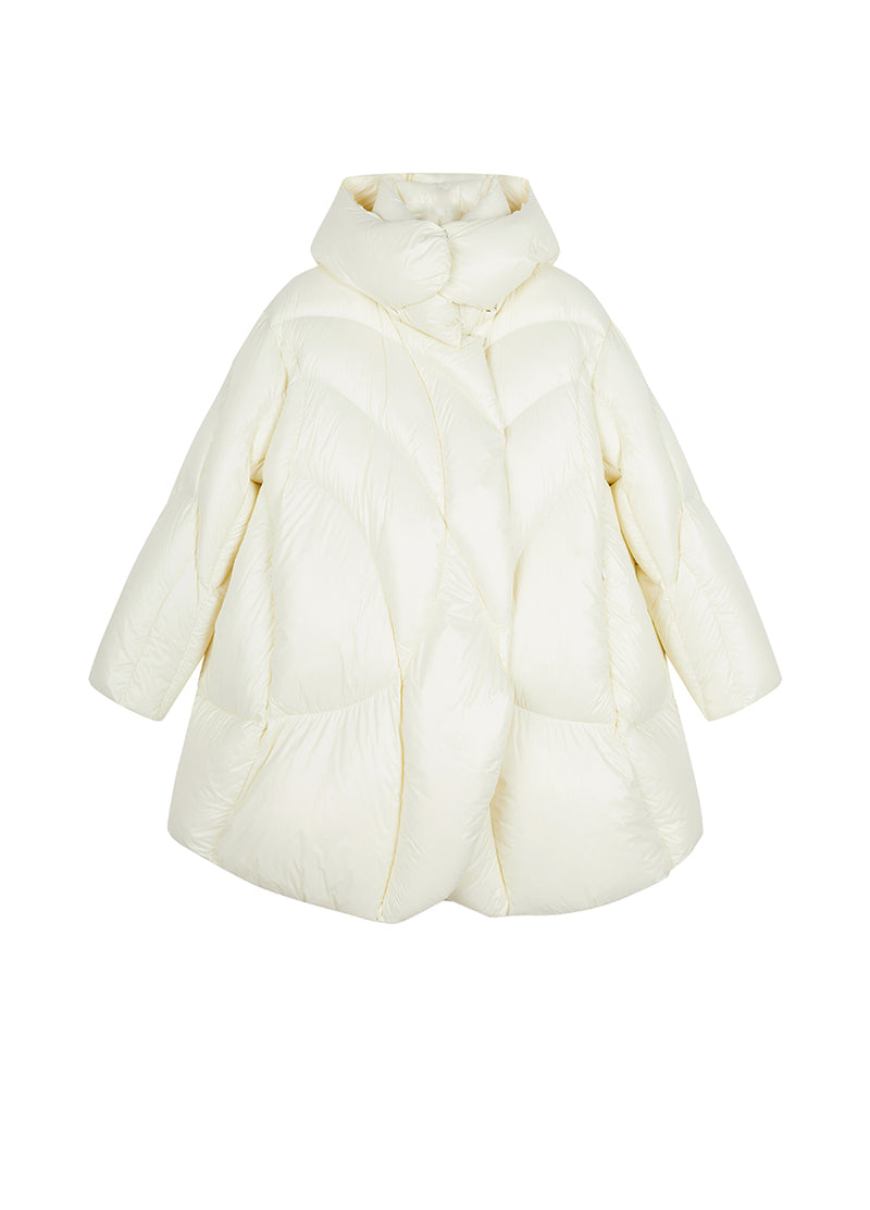 Coat / JNBY Curved Quilt Hooded Down Coat