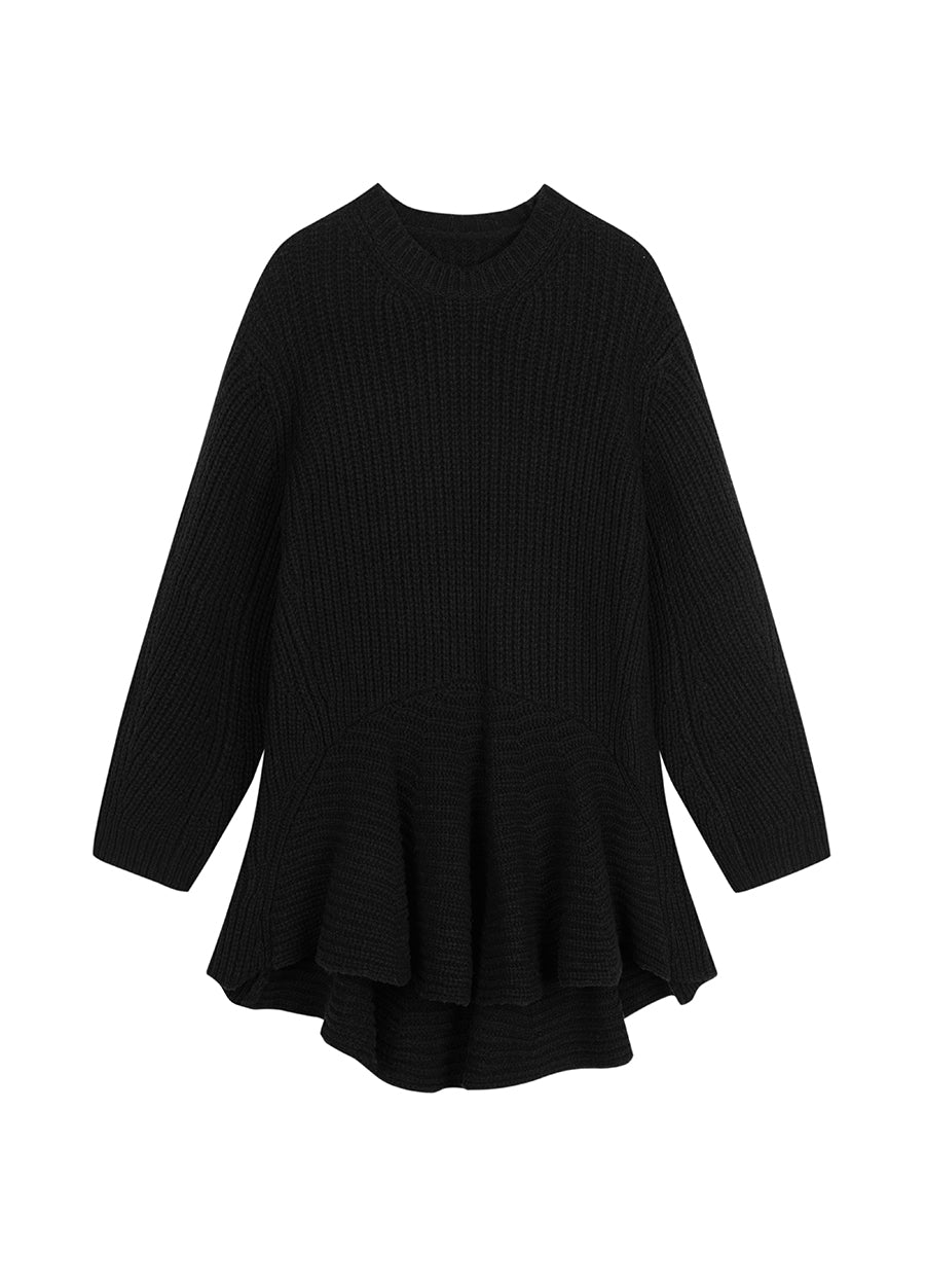 Dress / JNBY Oversize Crew Neck Wool Sweater Dress Black