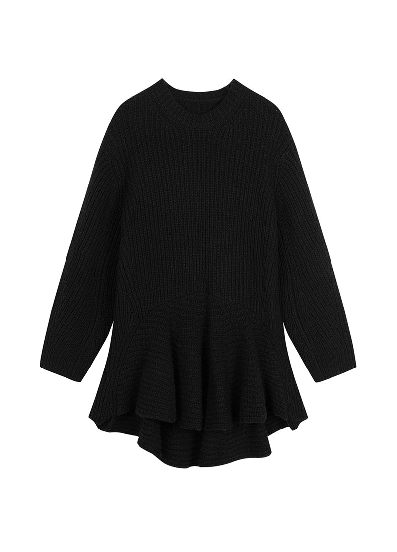 Dress / JNBY Oversize Crew Neck Wool Sweater Dress Black