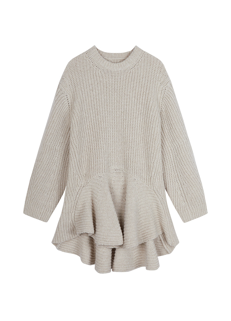 Dress / JNBY Oversize Crew Neck Wool Sweater Dress FloralWhite
