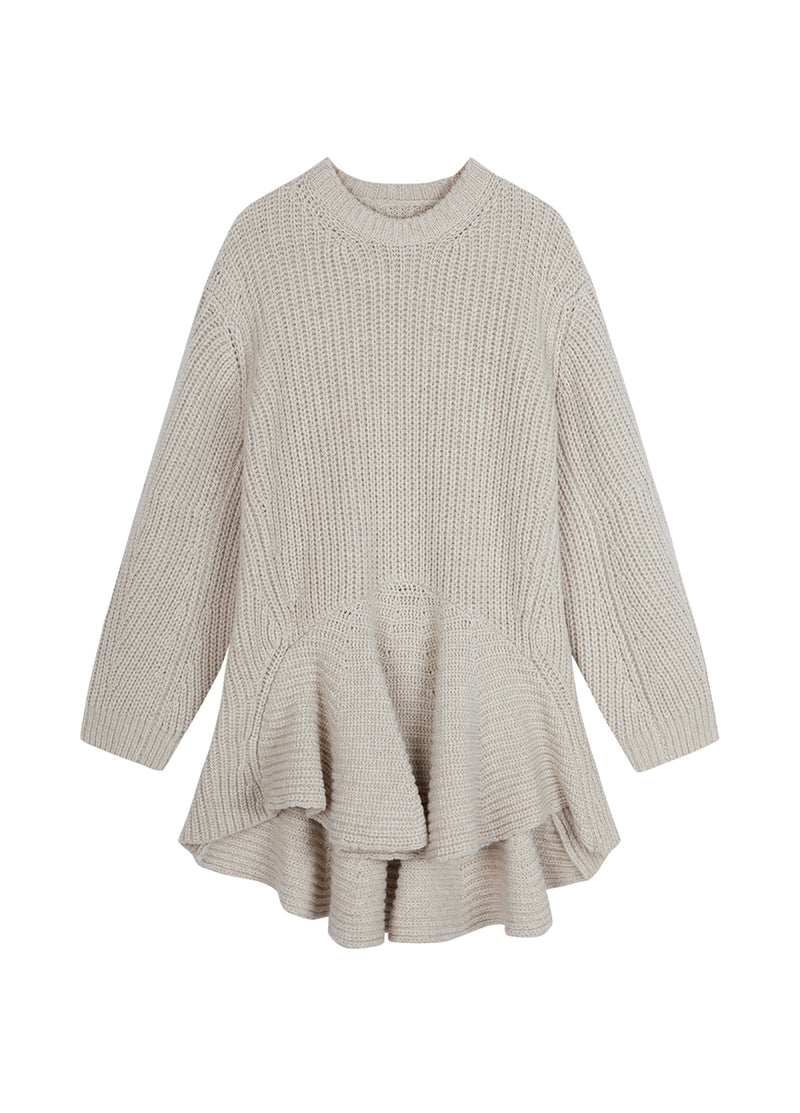 Dress / JNBY Oversize Crew Neck Wool Sweater Dress FloralWhite