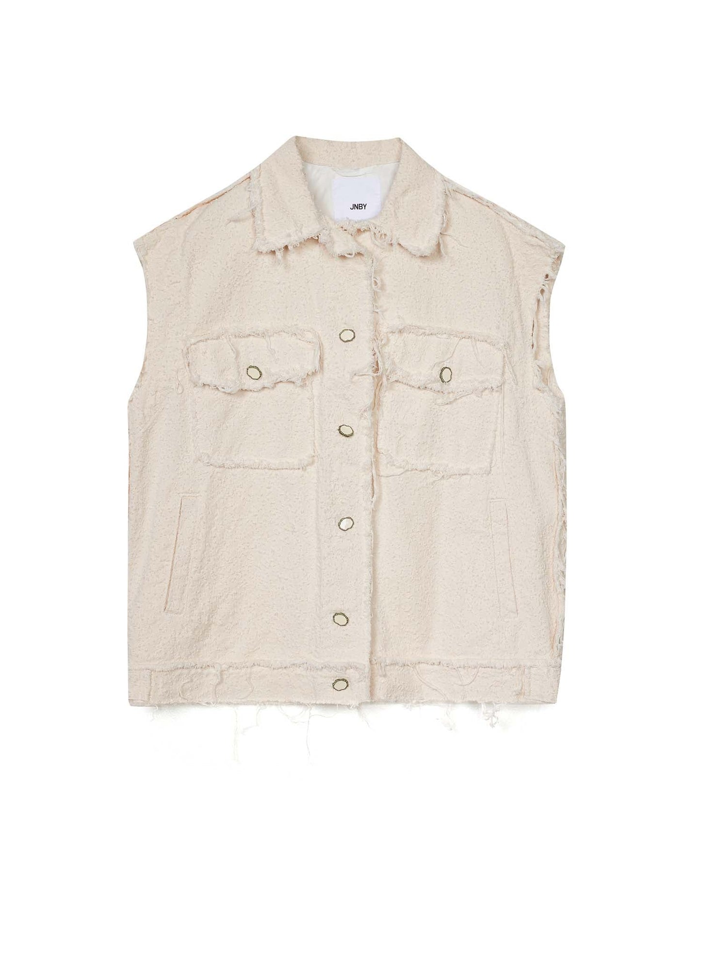 Vest / JNBY Loose Fit Turndown Collar Vintage Denim Vest Beige