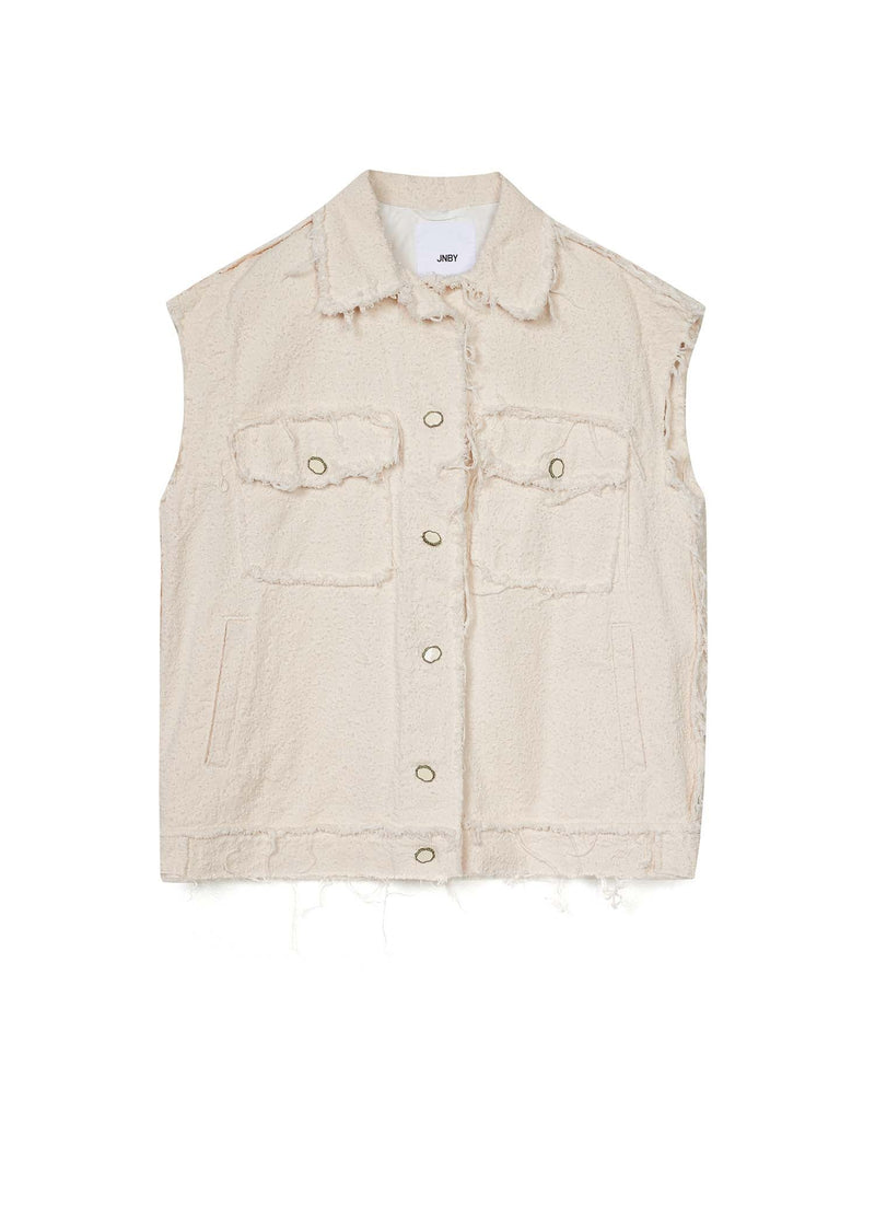 Vest / JNBY Loose Fit Turndown Collar Vintage Denim Vest Beige