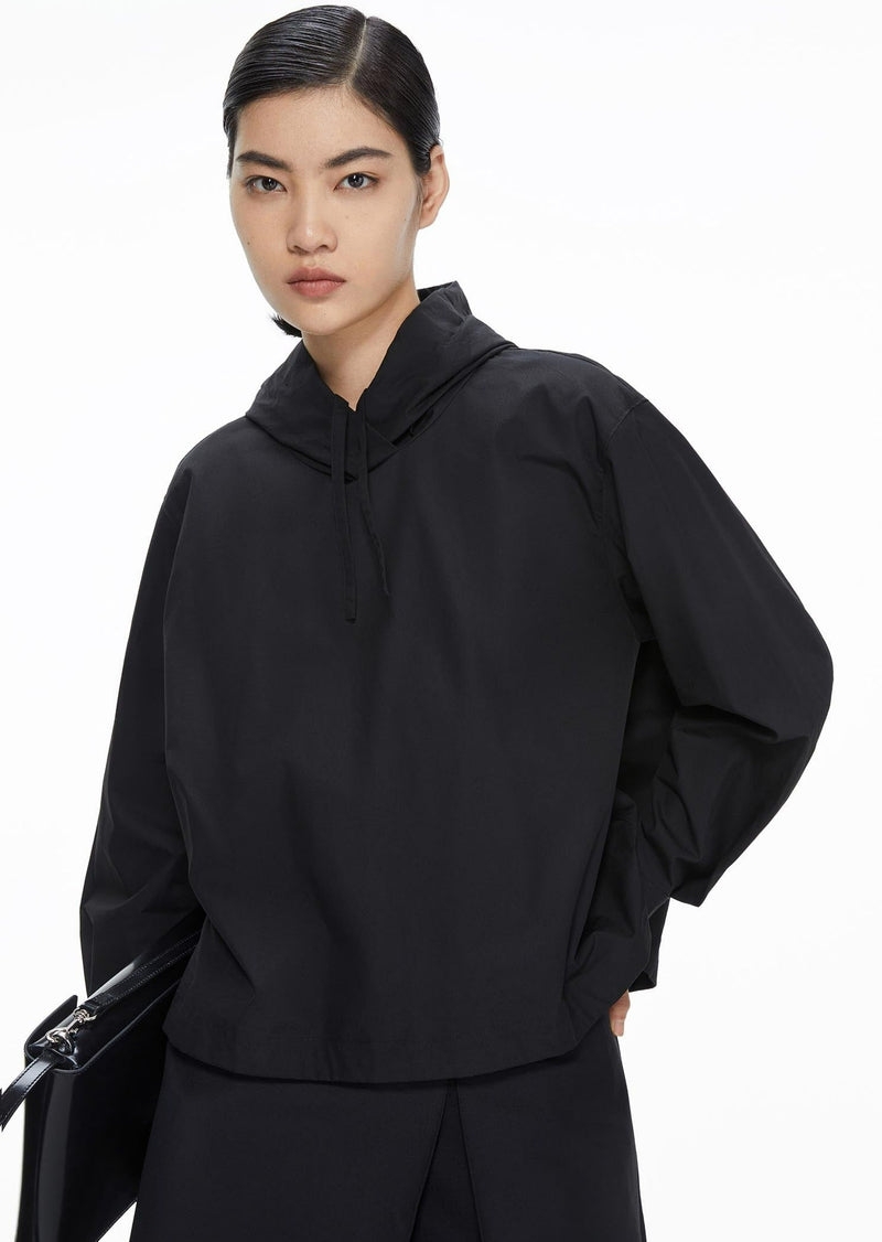 Shirts / JNBY Loose Fit Drawstring Hooded A-Line Shirt Black