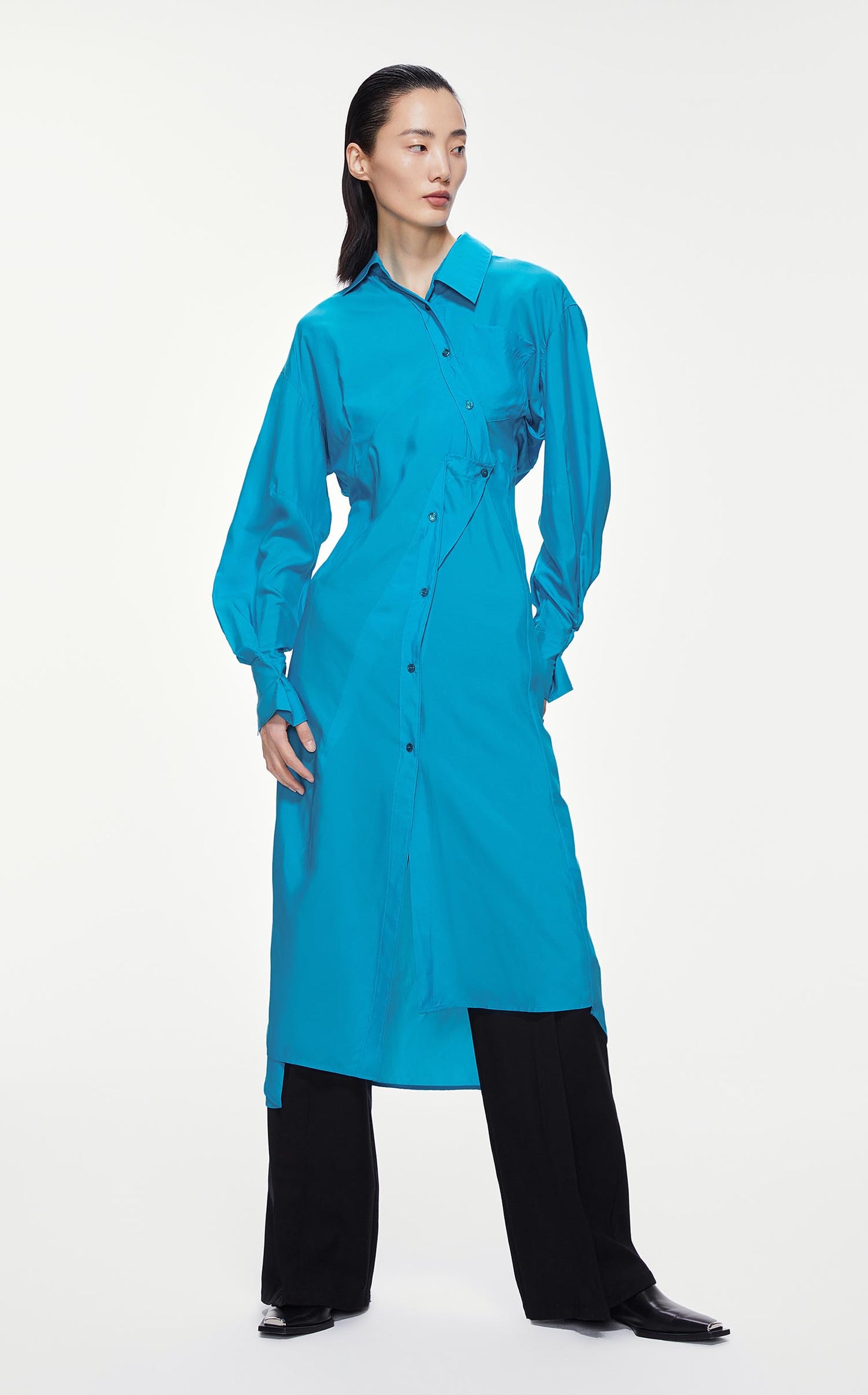Dresses / JNBY Asymmetric Front Dress (39% Mulberry Silk) Blue