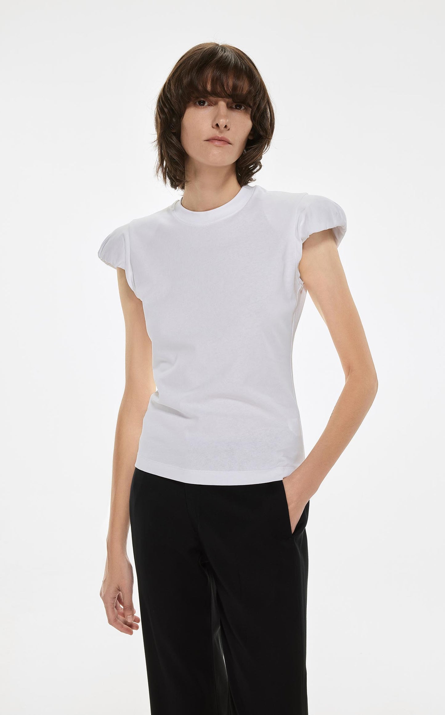 T-Shirt / JNBY Solid Short Sleeve T-Shirt (100% Cotton) White L