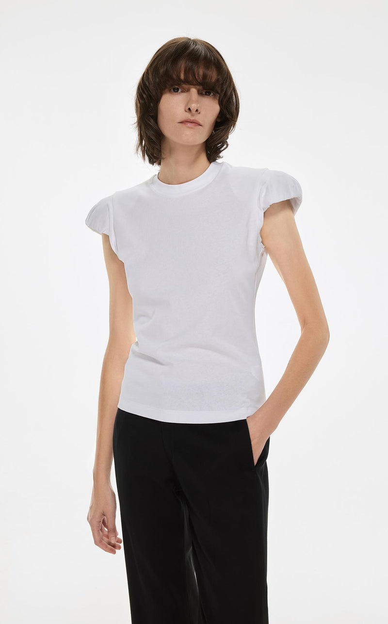 T-Shirt / JNBY Solid Short Sleeve T-Shirt (100% Cotton) White L