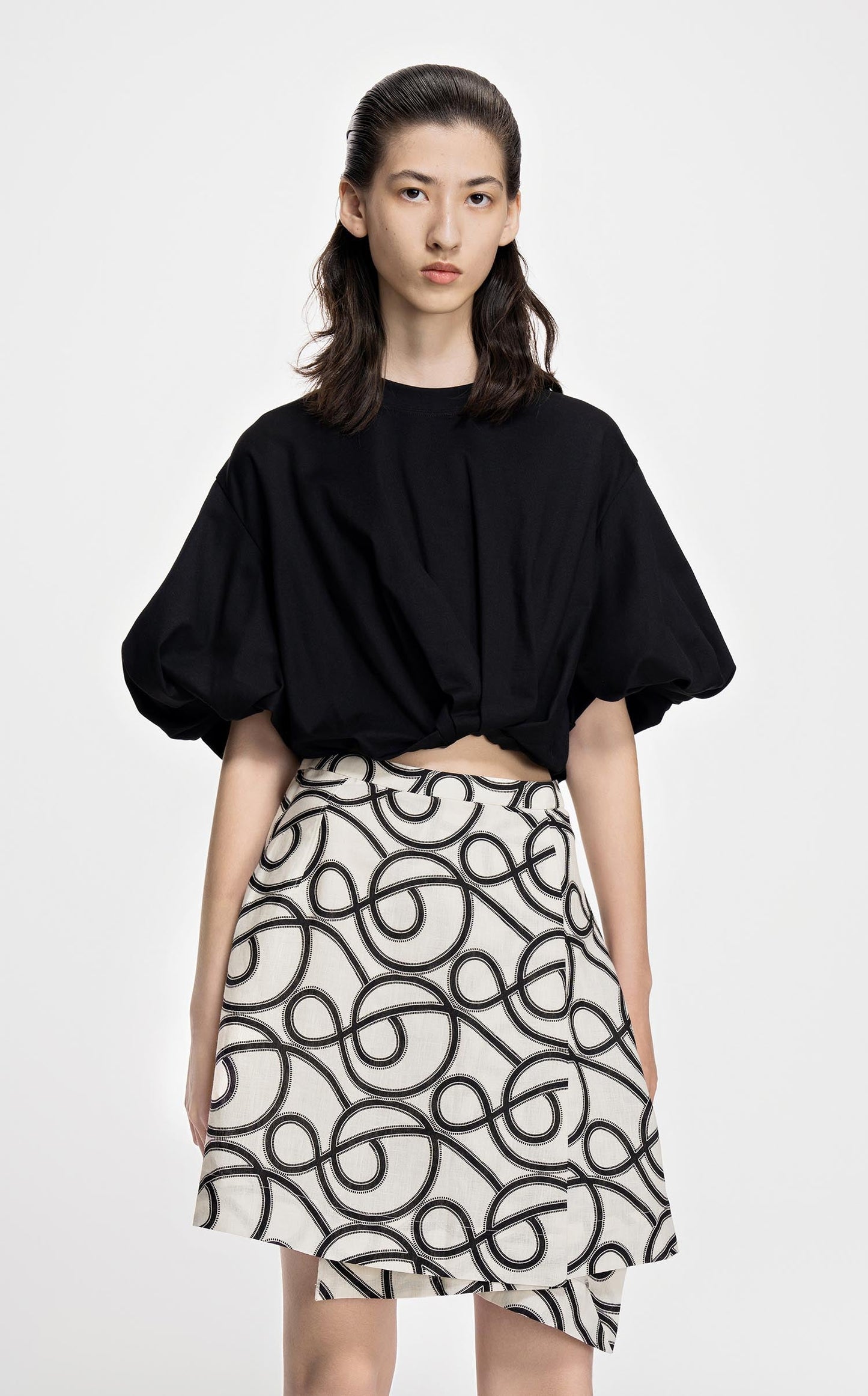 T-Shirt / JNBY A-Line Short Sleeve T-Shirt (100% Cotton) Black