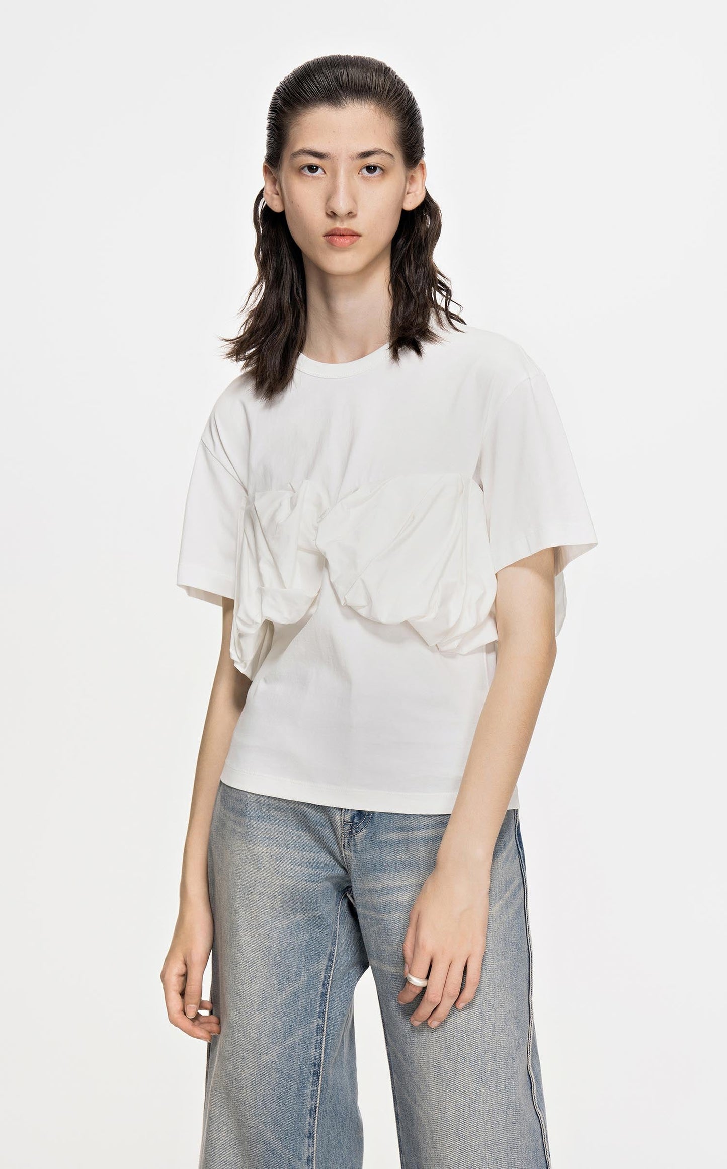 T-Shirt / JNBY Modern Solid Short Sleeve T-Shirt (100% Cotton) White