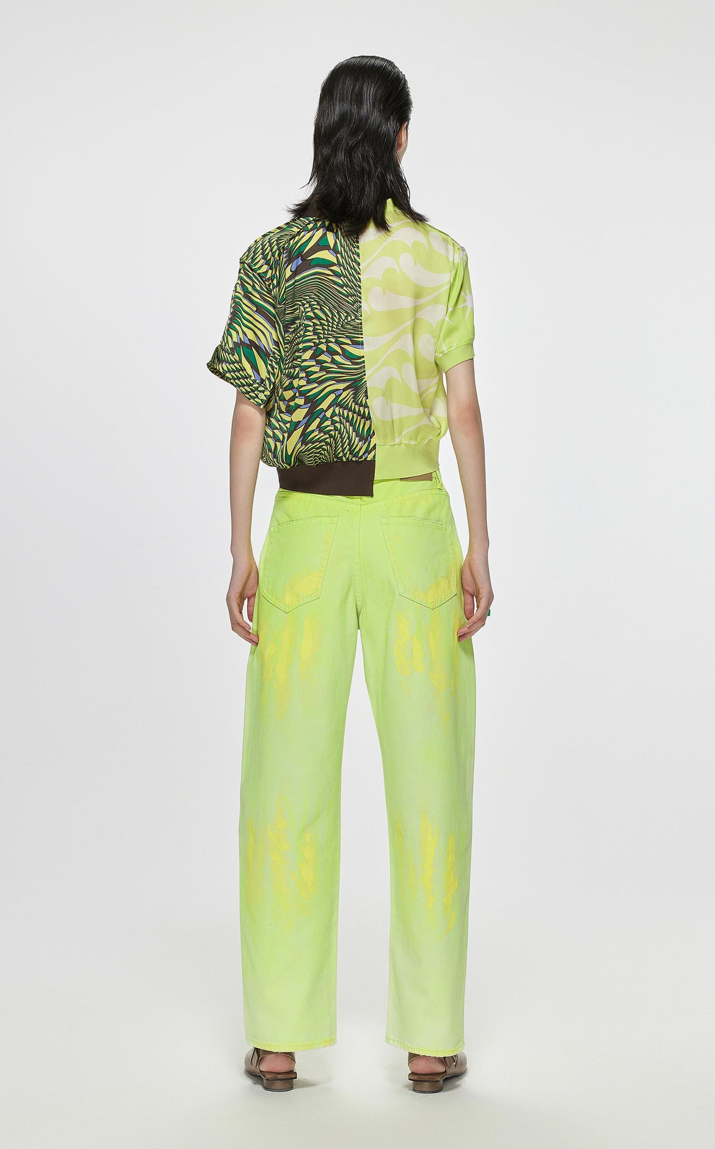 Shirt / JNBY Star Print Patchwork Short Sleeve Shirt