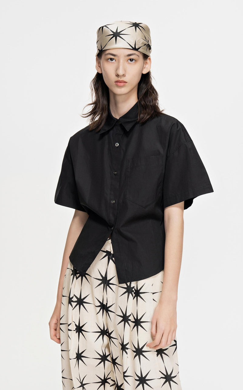 Shirt / JNBY Slim Fit Short Sleeve Shirt (100% Cotton) Black