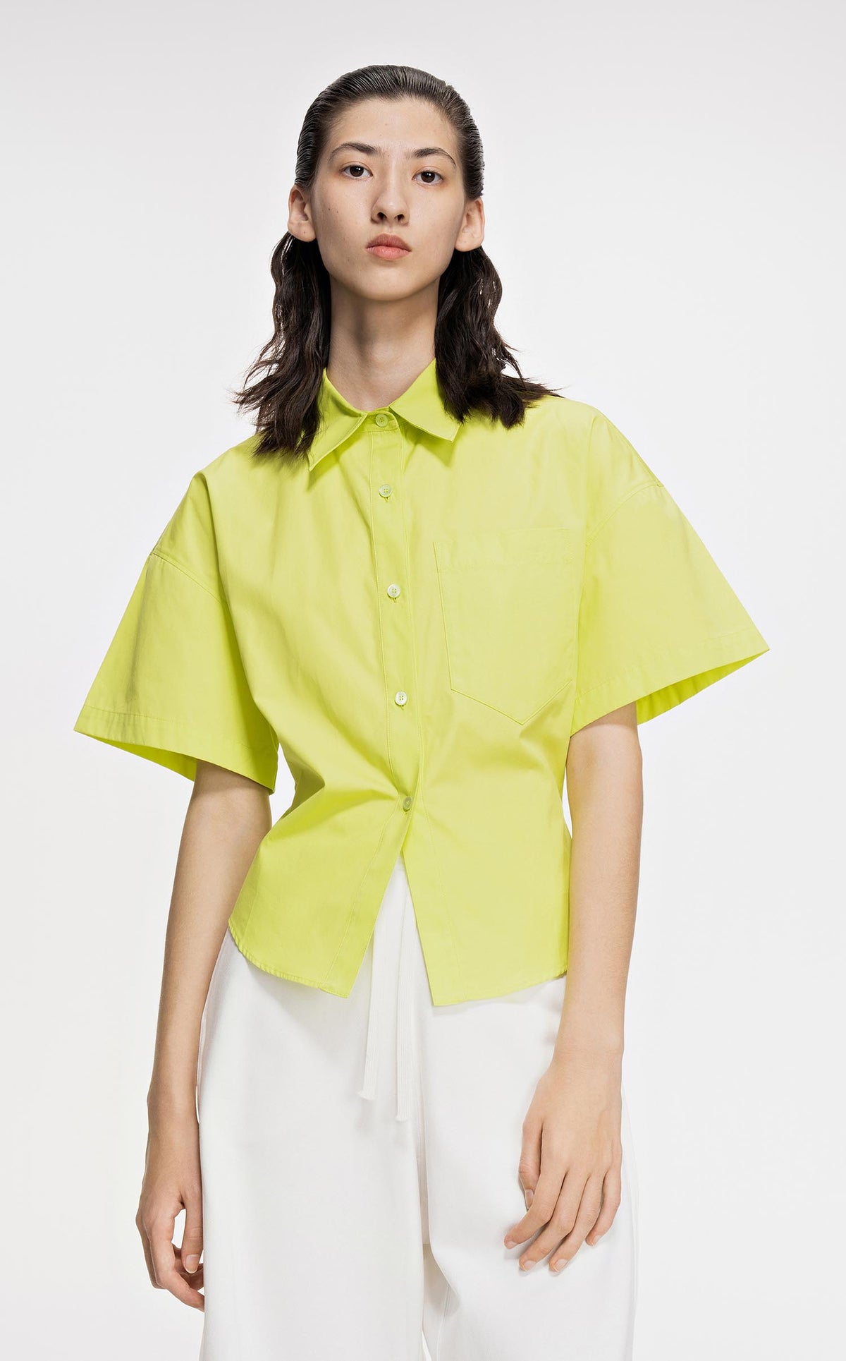 Shirt / JNBY Slim Fit Short Sleeve Shirt (100% Cotton) Yellow
