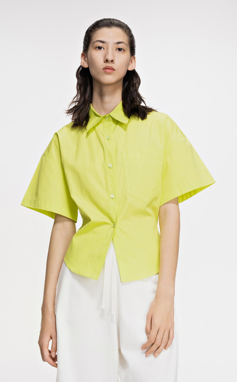 Shirt / JNBY Slim Fit Short Sleeve Shirt (100% Cotton) Yellow