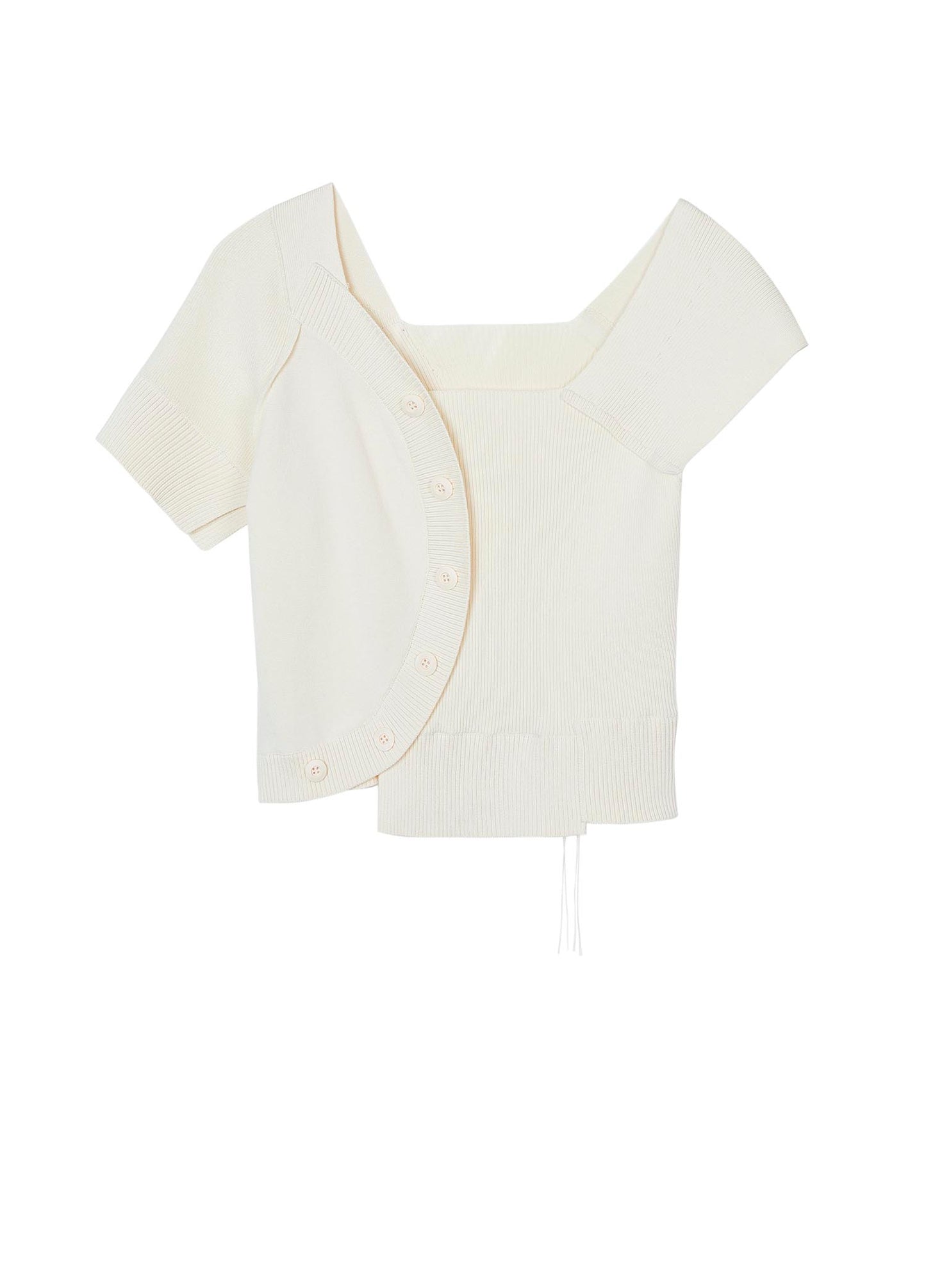 Sweater / JNBY Slim Fit Asymmetric Button Closure Short Sleeve Sweater