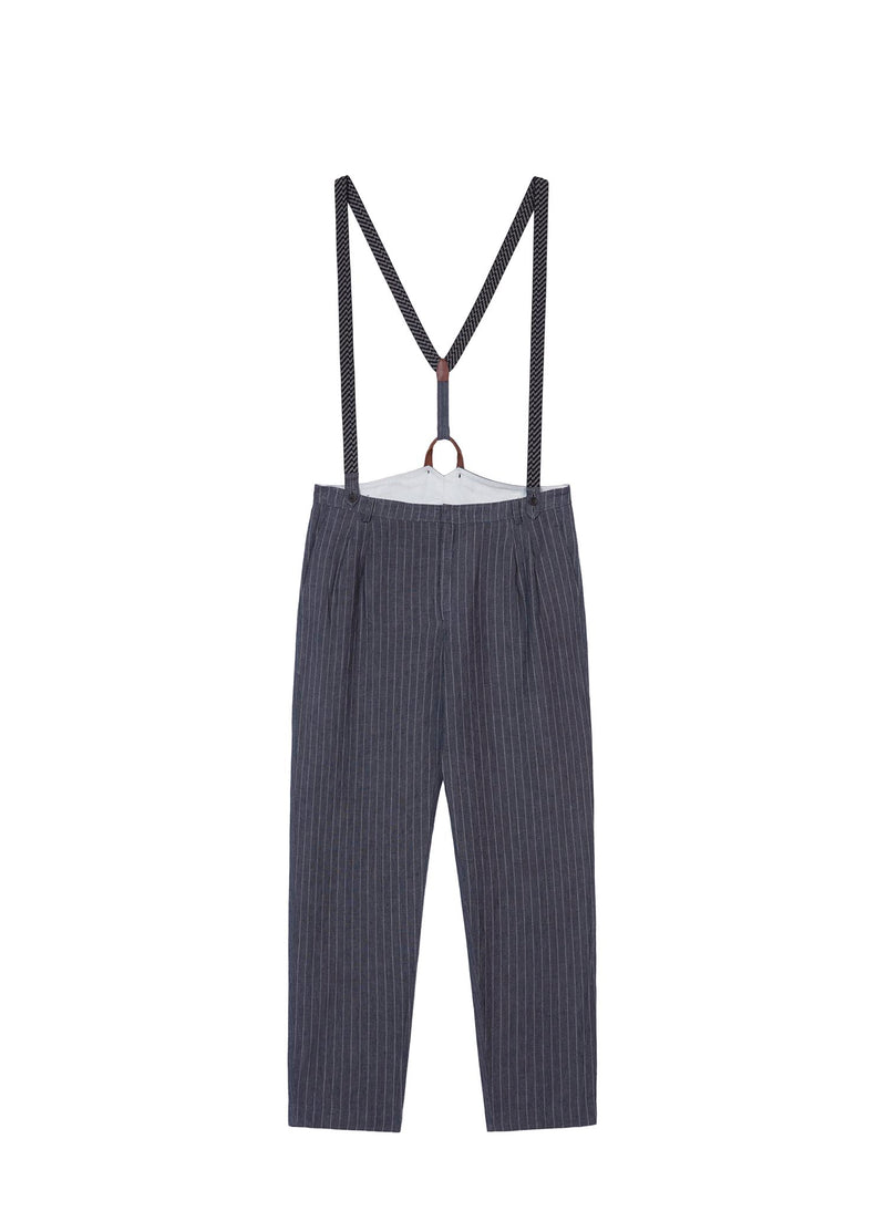 Pants / JNBY Linen Stripped Cropped Pants Grey