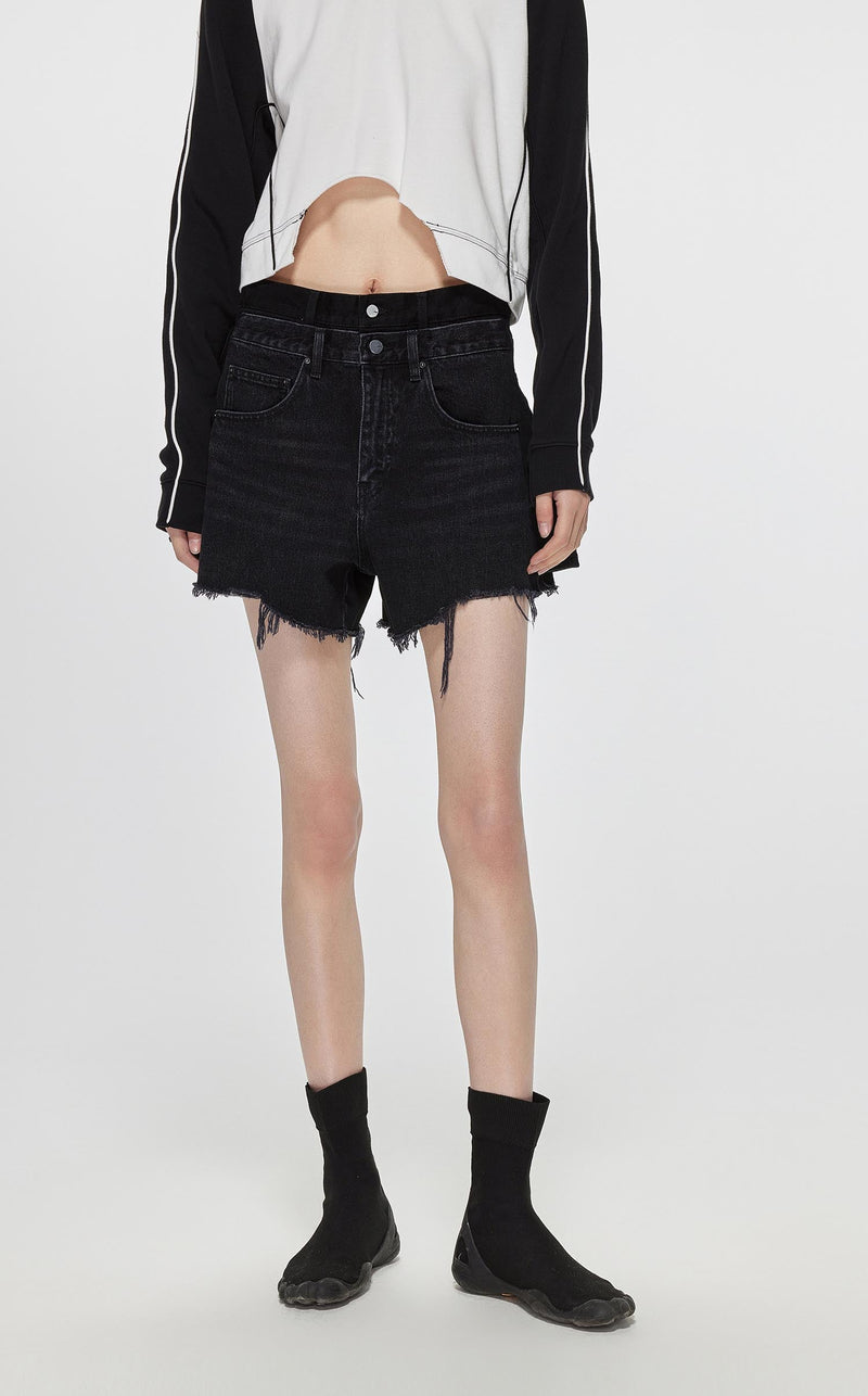 Shorts / JNBY High Rise Color Blocks Denim Shorts (100% Cotton) Black