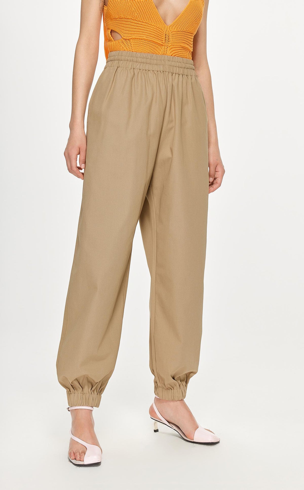 Pants / JNBY Loose Fit Solid Pants (100% Cotton) Khaki