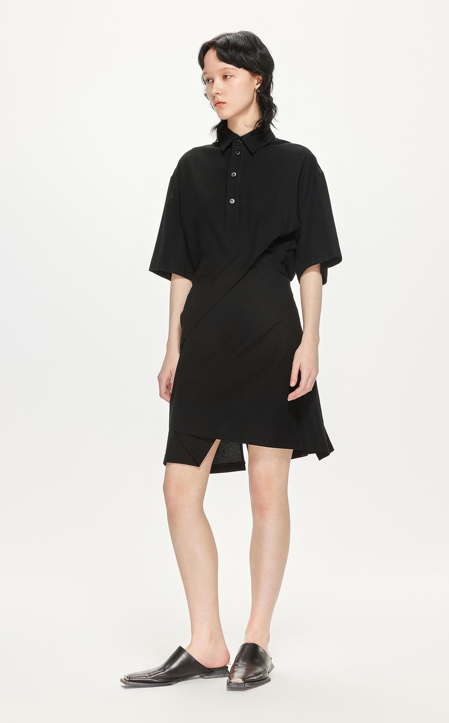 Dresses / JNBY Short Sleeve Shirt Dress (100% Cotton) Black