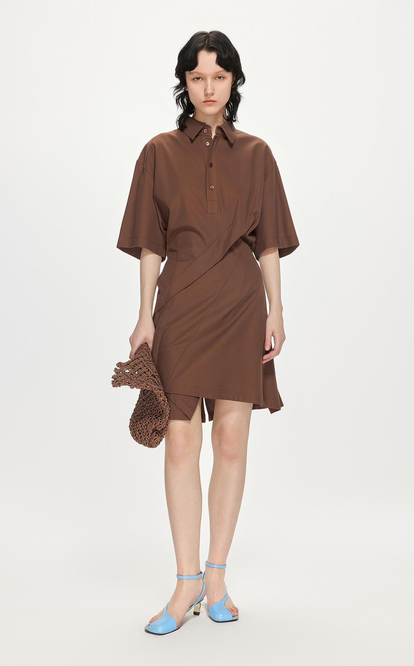 Dresses / JNBY Short Sleeve Shirt Dress (100% Cotton) Brown