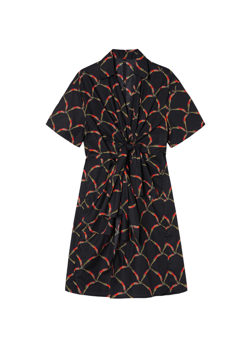 Dresses / JNBY Full Print Short Sleeve Dress (100% Cotton) Black