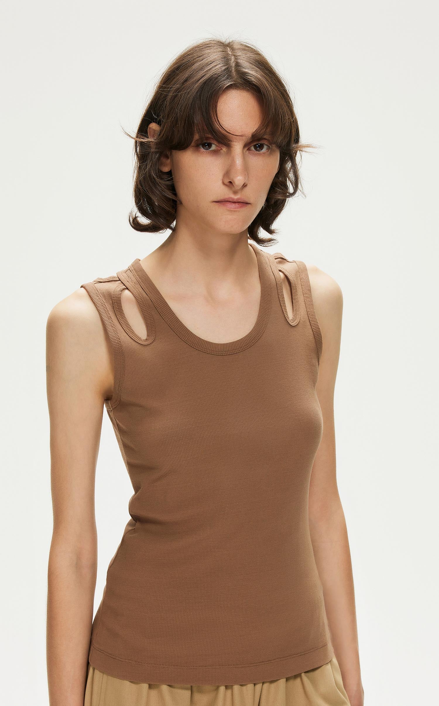 Vest / JNBY Slim Fit Cotton Vest (100% Cotton) Brown S