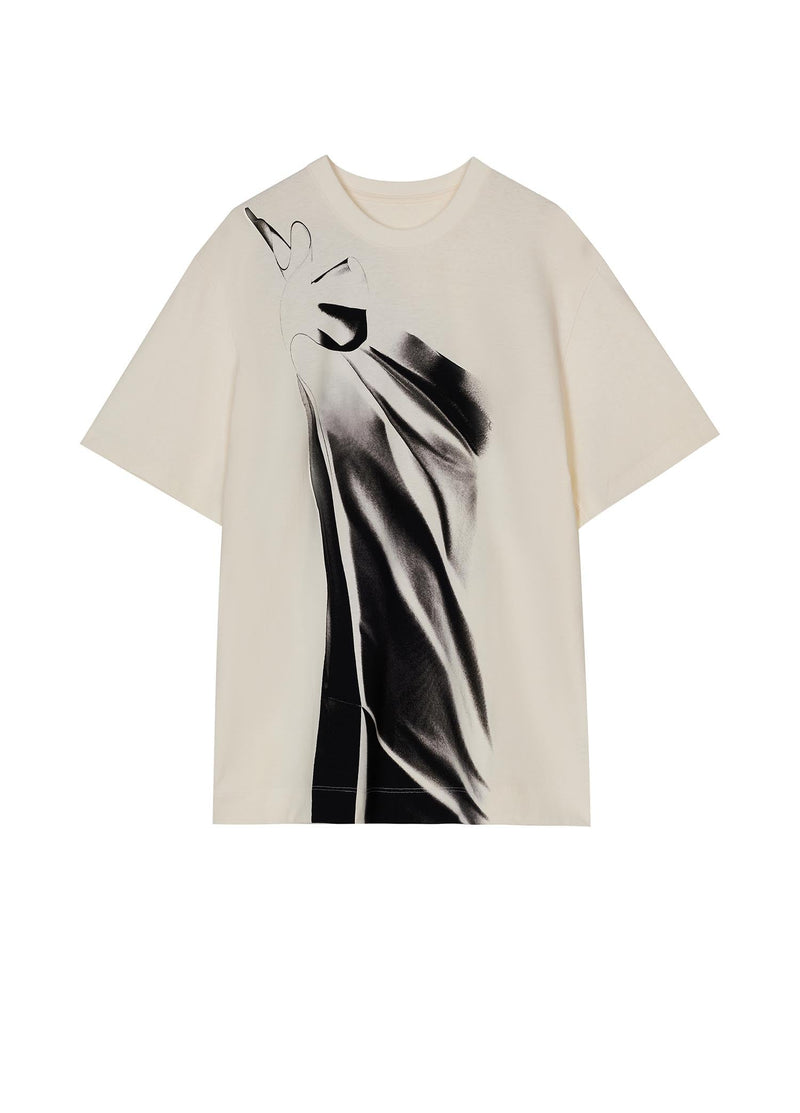 T-Shirt / JNBY Fabric-Print Short Sleeve T-Shirt (100% Cotton) Grey S