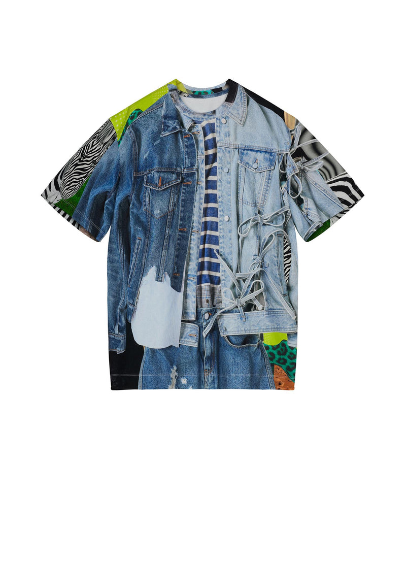 T-Shirt / JNBY Fabric-Print Short Sleeve T-Shirt (100% Cotton) Blue