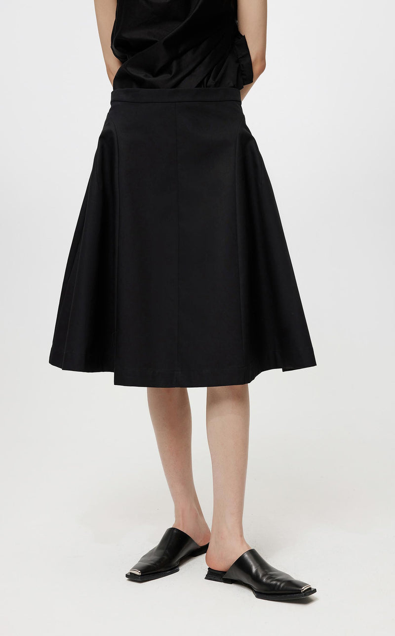 Skirt / JNBY Solid Midi A-Line Skirt (100% Cotton) Black