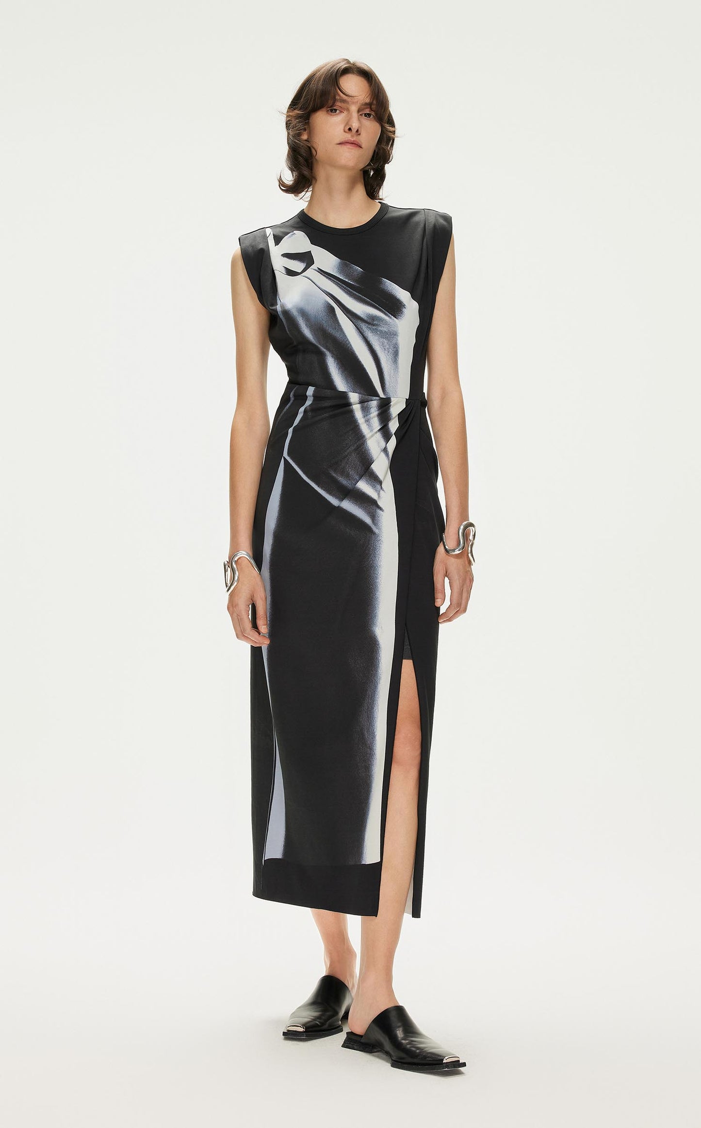 Dresses / JNBY Washed-Denim-Print Sleeveless Dress Black