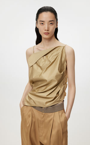 Vest / JNBY Pleated Sleeveless Irregular Suspenders£¨100% cotton£© Brown