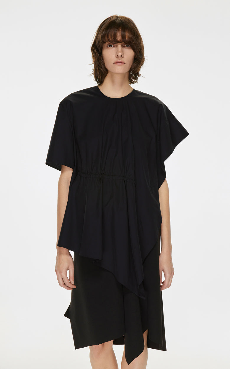 Shirt / JNBY Asymmetric Design Round Neck Short-sleeve Shirt(100% cotton) Black