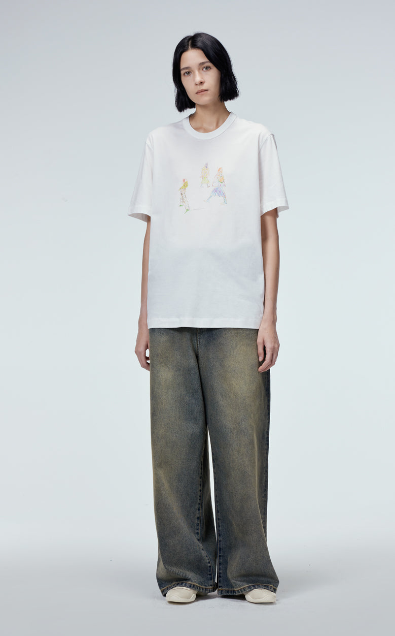 T-shirt / JNBY Funny Illustration Printed Round Neck T-shirt White