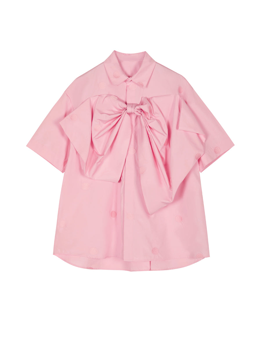 Shirt / JNBY Polka Dot Bow Loose Fit Cotton Shirt(100% cotton)